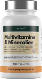 EXVital Multivitamin und Mineralien Tabletten mit 27 Wirkstoffen vegan glutenfrei laktosefrei und ohne Zusatzstoffe – Bild 1 von 1