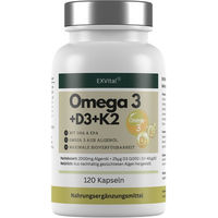 Produktbild von EXVital Omega 3 + D3 & K2 Kapseln mit Algenöl vegan hochdosiert 120 Kapseln