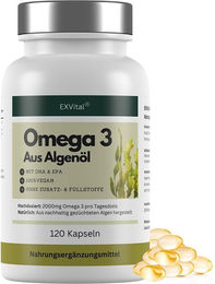 EXVital Omega 3 Kapseln aus Algenöl vegan ohne Zusatzstoffe für Erwachsene – Bild 1 von 3