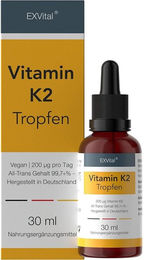 EXVital Vitamin K2 MK-7 Tropfen hochdosiert vegan ohne Zusatzstoffe – Bild 1 von 2