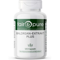 Produktbild von Fair & Pure Baldrian-Extrakt Plus mit Hopfen und Melisse, 120 Kapseln, vegan und ohne Zusatzstoffe