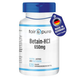 Fair & Pure Betain-HCl Kapseln vegan ohne Zusatzstoffe 120 Stück – Bild 1 von 2