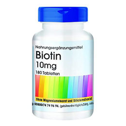 Fair & Pure Biotin 10 mg Tabletten, 180 Stück, vegan, ohne Zusatzstoffe – Bild 1 von 3