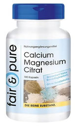 Fair & Pure Calcium Magnesium Citrat Kapseln vegan ohne Zusatzstoffe 180 Stück – Bild 1 von 1
