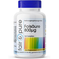 Produktbild von Fair & Pure Folsäure 800 µg Tabletten 180 Stück vegan hochdosiert für Schwangere und Stillende