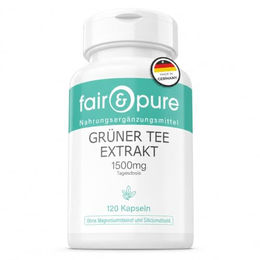 Fair & Pure Grüner Tee Extrakt 1500 mg Kapseln, 120 Stück, vegan und ohne Zusatzstoffe – Bild 1 von 3