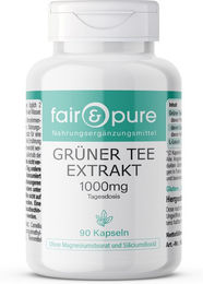 Fair & Pure Grüner Tee Extrakt 1000 mg Kapseln 90 Stück vegan ohne Zusatzstoffe – Bild 1 von 2