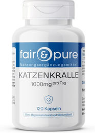 Fair & Pure Katzenkralle 1000 mg Kapseln, 120 Stück, vegan und ohne Zusatzstoffe – Bild 1 von 6