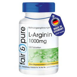 Fair & Pure L-Arginin 1000 mg Tabletten, 120 Stück, vegan, hochdosiert – Bild 1 von 4