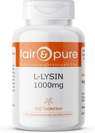 fair - pure L-Lysin 1000mg Tabletten vegan ohne Zusatzstoffe 120 Stück – Bild 1 von 1