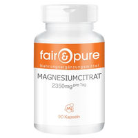 Produktbild von Fair & Pure Magnesiumcitrat hochdosiert mit 375 mg Magnesium pro Tagesdosis, 90 Kapseln, vegan
