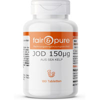 Produktbild von Fair & Pure Natürliches Jod aus Kelp 150 µg Tabletten 180 Stück vegan ohne Zusatzstoffe
