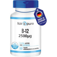 Produktbild von fair&pure Vitamin B12 2500µg Kapseln vegan ohne Zusatzstoffe 60 Stück