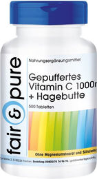 Fair & Pure Vitamin C 1000 mg mit Hagebutte gepuffertes Calciumascorbat Tabletten vegan glutenfrei laktosefrei – Bild 1 von 1