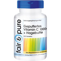 Produktbild von Fair & Pure Vitamin C 1000 mg mit Hagebutte gepuffertes Calciumascorbat Tabletten vegan glutenfrei laktosefrei