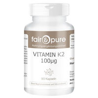 Produktbild von Fair & Pure Vitamin K2 MK-7 100µg Kapseln, 90 Stück, vegan und ohne Zusatzstoffe