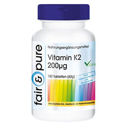 Fair & Pure Vitamin K2 MK-7 200µg Tabletten 180 Stück vegan ohne Zusatzstoffe – Bild 1 von 1