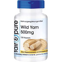 Produktbild von Fair & Pure Yamswurzel Kapseln mit 500 mg Wild Yam Extrakt, 120 Stück, vegan und ohne Zusatzstoffe