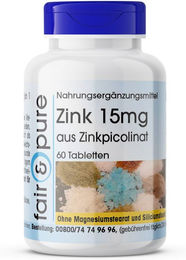 Fair & Pure Zink 15 mg Picolinat Tabletten 60 Stück vegan ohne Zusatzstoffe – Bild 1 von 2