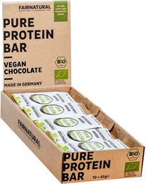 FAIRNATURAL Bio Vegane Proteinriegel Schokolade zuckerfrei ohne Zusatzstoffe 450 g – Bild 1 von 3