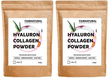 Fairnatural Kollagen Hyaluron Pulver mit Vitamin C, Typ I und Typ III Kollagen aus Rind, zuckerfrei und ohne Zusatzstoffe – Bild 1 von 3