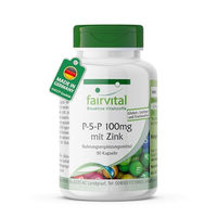 Produktbild von fairvital Vitamin B6 Pyridoxal-5-Phosphat 100 mg mit Zink, 90 Kapseln, vegan, glutenfrei, laktosefrei und hefefrei