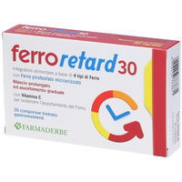 Produktbild von Farmaderbe FERRO RETARD Nahrungsergänzungsmittel magensaftresistente Tabletten mit allmählicher Freisetzung 30 Stück