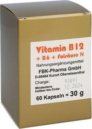 FBK-Pharma B-Komplex Vitamin B12 B6 Folsäure Kapseln für Erwachsene 60 Stück – Bild 1 von 3