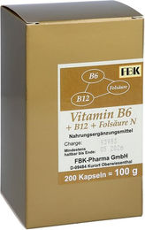 FBK-Pharma B-Komplex Vitamin B6 B12 und Folsäure Kapseln für Erwachsene – Bild 1 von 2