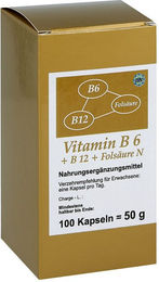 FBK-Pharma Vitamin B6, B12 und Folsäure Kapseln für Erwachsene, 100 Stück – Bild 1 von 1