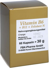 FBK-Pharma Vitamin B6 B12 und Folsäure N Kapseln für Erwachsene 60 Stück – Bild 1 von 3