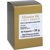 Produktbild von FBK-Pharma Vitamin B6 B12 und Folsäure N Kapseln für Erwachsene 60 Stück