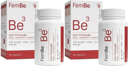 FemBe Iron Formular Eisen Bisglycinat mit Lactoferrin und Vitamin C Kapseln für Frauen vegetarisch ohne Zusatzstoffe 60 Stück – Bild 1 von 1