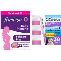 Produktbild von Femibion 0 Babyplanung Tabletten glutenfrei und laktosefrei mit Clearblue Ovulationstest Digital