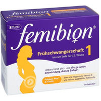 Produktbild von Femibion 1 Frühschwangerschaft Nahrungsergänzung Tabletten glutenfrei und laktosefrei 56 Stück