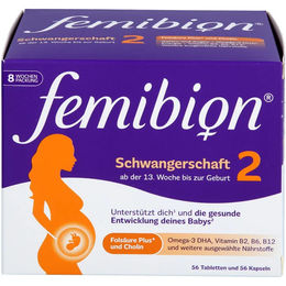 Femibion 2 Schwangerschaft Nahrungsergänzung Kapseln für Schwangere und Stillende glutenfrei und laktosefrei 112 Stück – Bild 1 von 4
