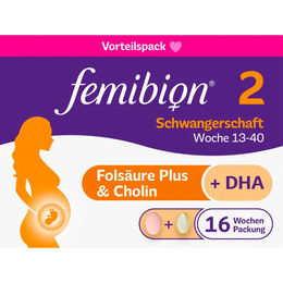 Femibion 2 Schwangerschaft Nahrungsergänzung Kapseln Kombipackung 224 Stück glutenfrei und laktosefrei für Schwangere und Stillende – Bild 1 von 3