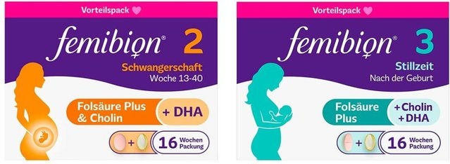 Femibion 2 Schwangerschaft und Femibion 3 Stillzeit Tabletten glutenfrei und laktosefrei für Schwangere und Stillende – Bild 1 von 1