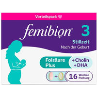 Produktbild von Femibion 3 Stillzeit Nahrungsergänzung Kapseln mit Cholin, DHA und Folsäure, glutenfrei und laktosefrei für Stillende