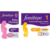 Produktbild von Femibion Kombipaket Babyplanung und Frühschwangerschaft Tabletten glutenfrei und laktosefrei für Schwangere und Stillende 61 Stück