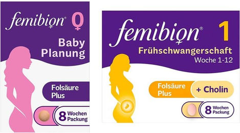 Femibion Set aus Babyplanung und Frühschwangerschaft Tabletten glutenfrei und laktosefrei 61 Stück – Bild 1 von 1