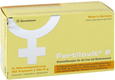 Fertilovit F Kapseln vegan glutenfrei laktosefrei für Frauen Schwangere und Stillende 90 Stück – Bild 1 von 1