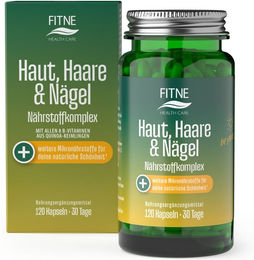 FITNE Nährstoffkomplex Haut, Haare & Nägel mit Zink, Biotin und Selen in Kapseln, 120 Stück – Bild 1 von 2