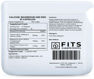 FITS Mineralstoff-Komplex Kalzium Magnesium Zink 90 Kapseln – Bild 1 von 1
