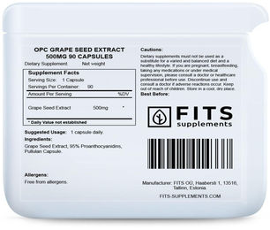 FITS OPC-Traubenkernextrakt 500 mg 90 Kapseln – Bild 1 von 1