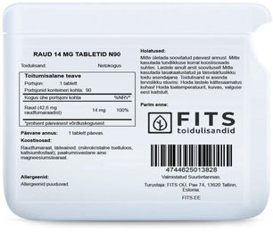 FITS Supplements Eisen 14 mg Tabletten für Sportler 90 Stück – Bild 1 von 1