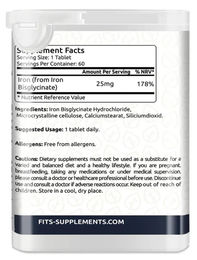 FITS Supplements Eisenbisglycinat 25 mg Tabletten für Frauen und Sportler 60 Stück – Bild 1 von 1