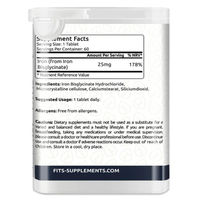 Produktbild von FITS Supplements Eisenbisglycinat 25 mg Tabletten für Frauen und Sportler 60 Stück