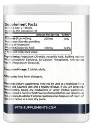FITS Supplements Kalium 200 mg und Vitamin C aus natürlicher Acerola und Hagebutte, 90 Tabletten, glutenfrei, pflanzlicher Ursprung – Bild 1 von 1