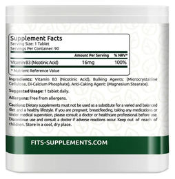 FITS Supplements Niacin Vitamin B3 16 mg 90 Tabletten – Bild 1 von 1